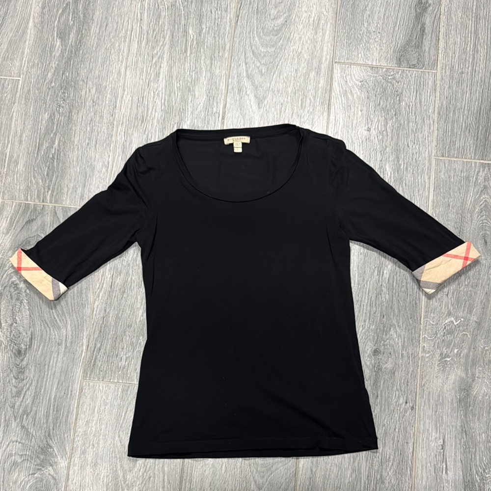 Burberry Black Fitted 3/4 Sleeve Blouse